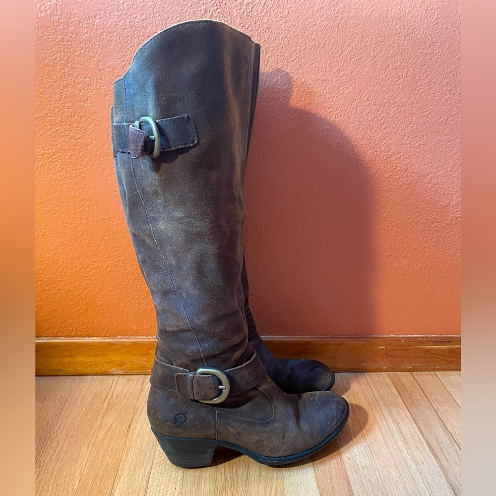 Born Leather Tall Boots - Brown - Size 38